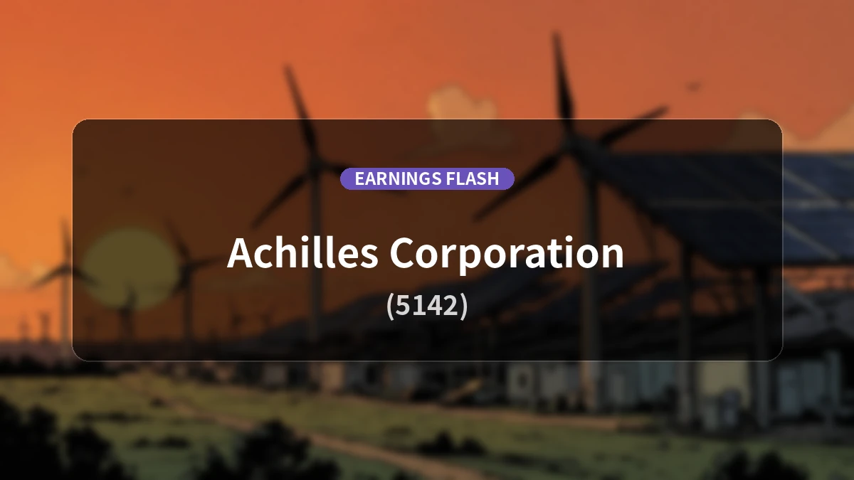 Achilles (5142) Earnings: Operating Income Surges 164.0% YoY to 1.175 Billion Yen, Net Income Up 314.5%