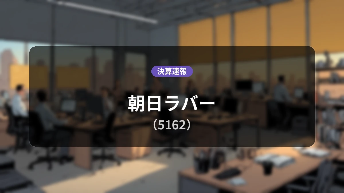 朝日ラバー(5162)、2026年3月期第1四半期決算:営業利益は前年同期比-29.6%減の3,100万円、純利益-95.2%減