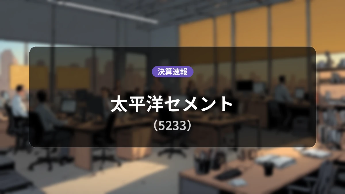 太平洋セメント(5233)、最新決算:営業利益は前年同期比+13.9%増の114億6,200万円、純利益+22.3%増