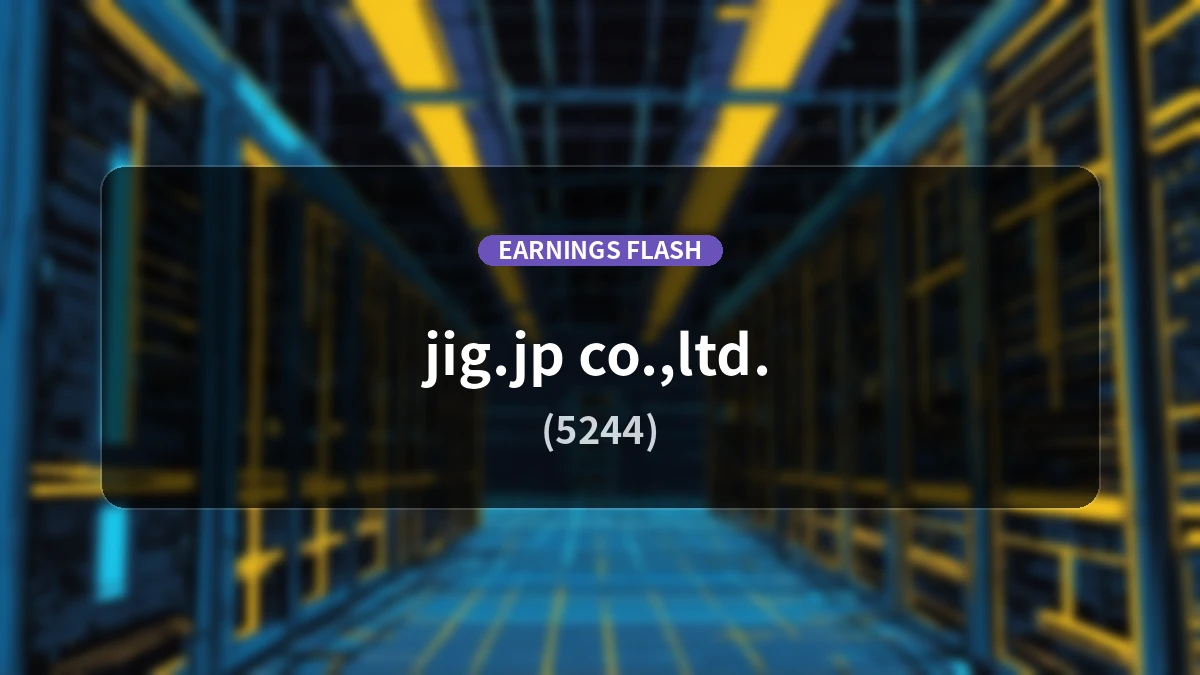 jig.jp (5244) Earnings: Revenue Increases 10.8% YoY, Operating Profit Decreases 15.6% to 484 Million Yen