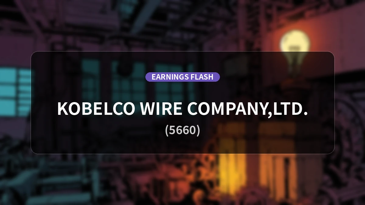 Shinko Wire Company, Ltd. (5660) Reports Earnings: Net Sales Down 3.3% YoY, Operating Loss of 239 Million Yen Turning into the Red