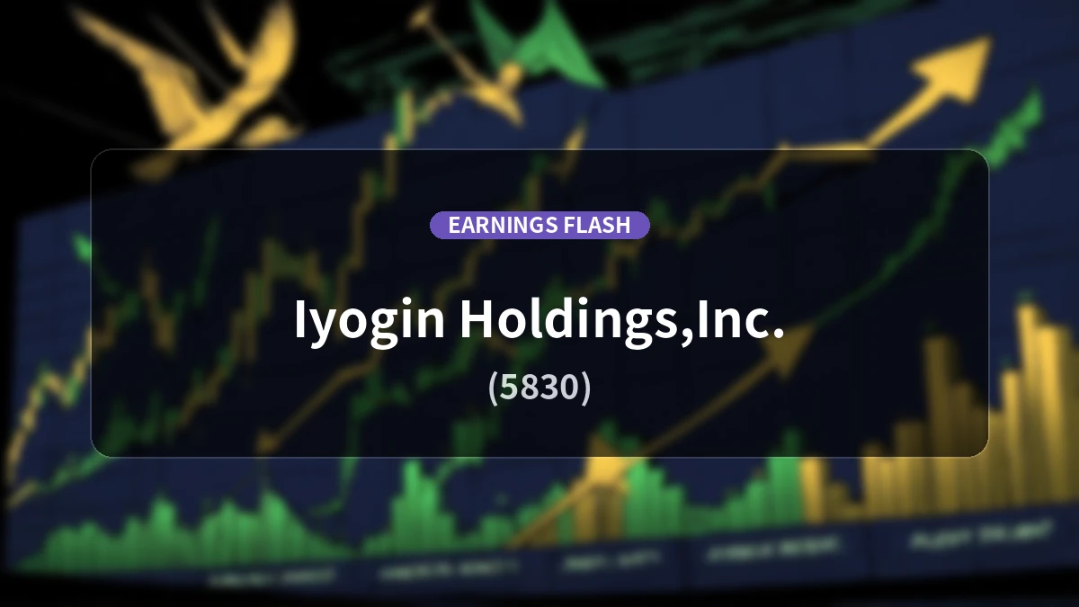 Iyogin Holdings (5830) Earnings: Ordinary Income Decreased by 21.0% YoY to 34.41 Billion Yen, Net Income at 24.35 Billion Yen