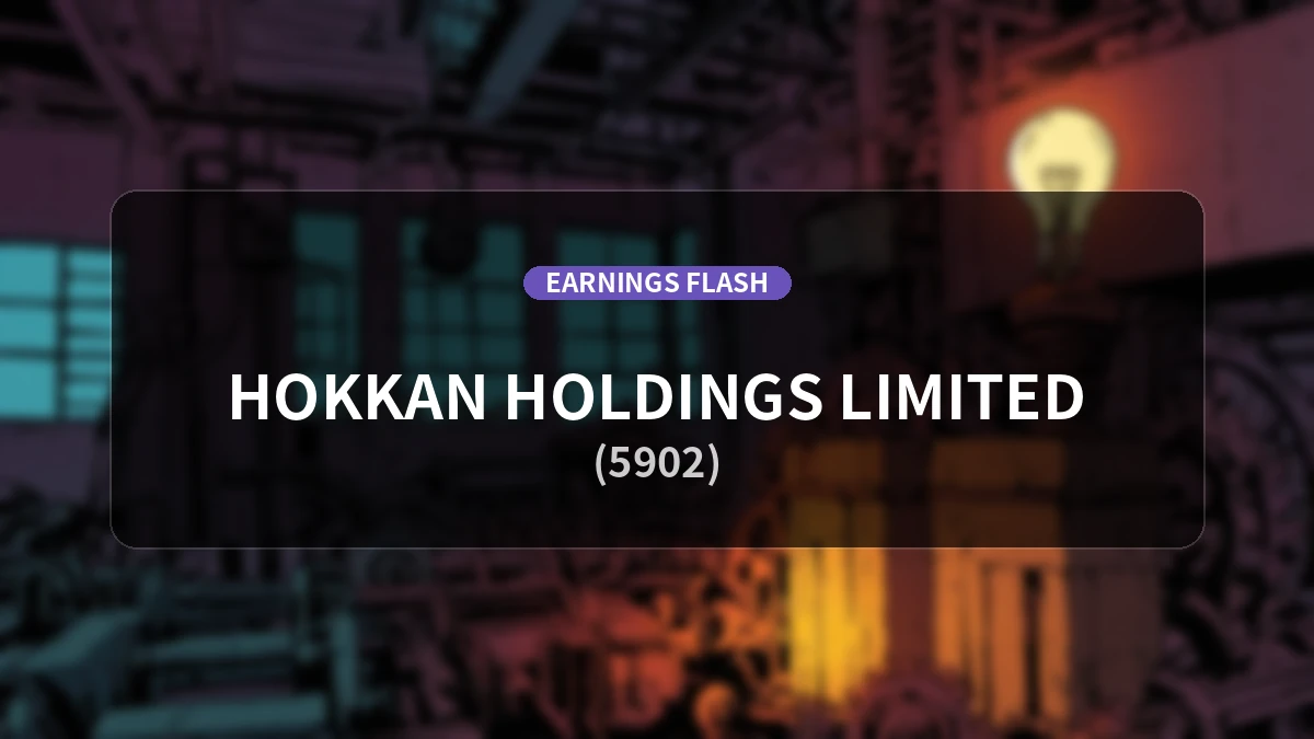 Hokkan Holdings (5902) Earnings: Operating Income Up 17.5% YoY to 2.68 Billion Yen, Net Income Increased 23.1%
