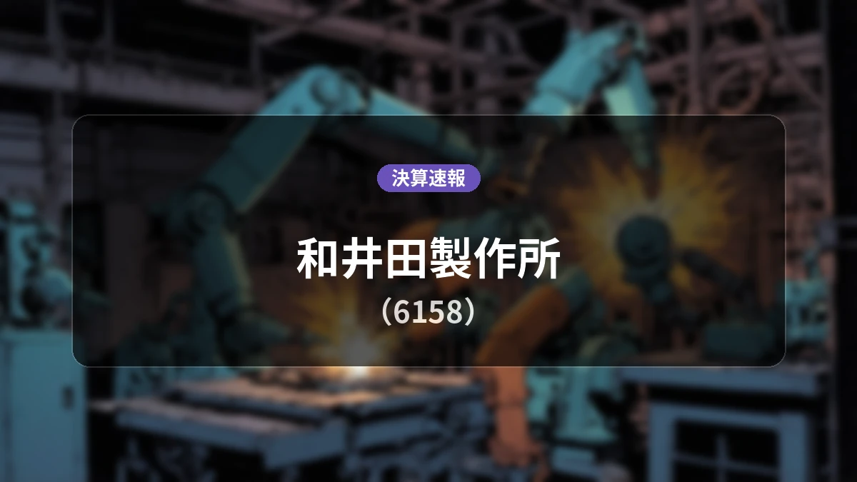 和井田製作所(6158)、最新決算:売上高は前年同期比+2.8%増となるも営業利益は3,200万円の赤字