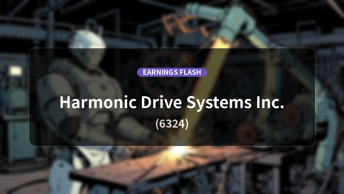 Harmonic Drive Systems (6324) Earnings: Operating Income Up +24.0% YoY to 1.84 Billion Yen