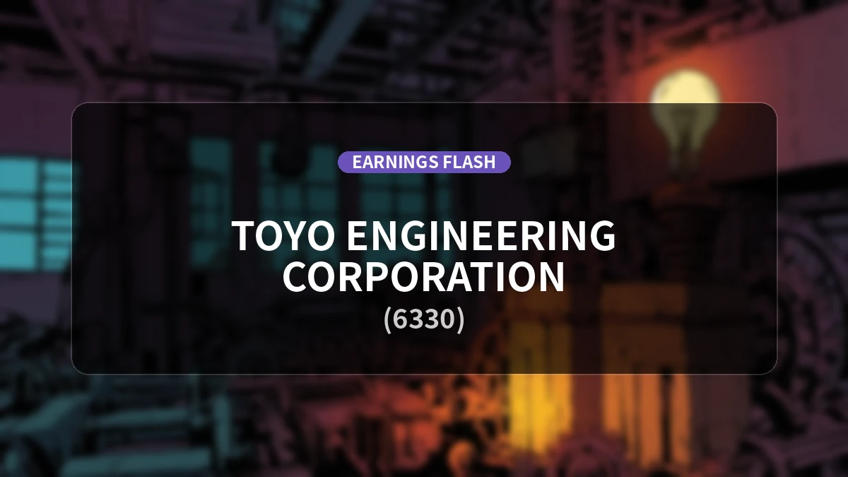 Toyo Engineering (6330) Earnings: Operating Income Surges 186.5% YoY to 1.917 Billion Yen
