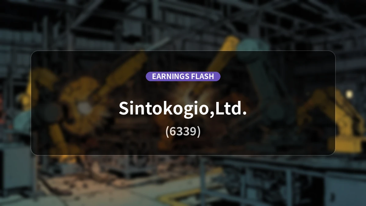 Sintokogio (6339) Earnings: Operating Profit Surges 55.1% YoY to 1,104 Million Yen, Net Profit Up 265.3%