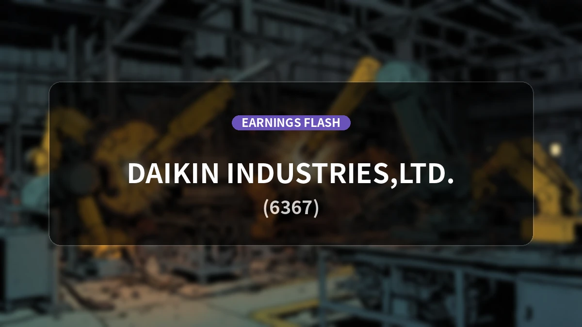 Daikin Industries (6367) Earnings: Operating Profit Up 7.6% to 130.56 Billion Yen, Revenue Increases 17.5%