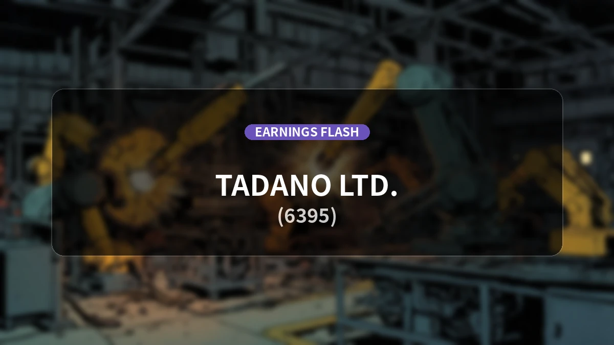 Tadano (6395) Earnings: Operating Profit Surges 82.1% YoY to JPY 14.88 Billion, Net Income Up 177.1%