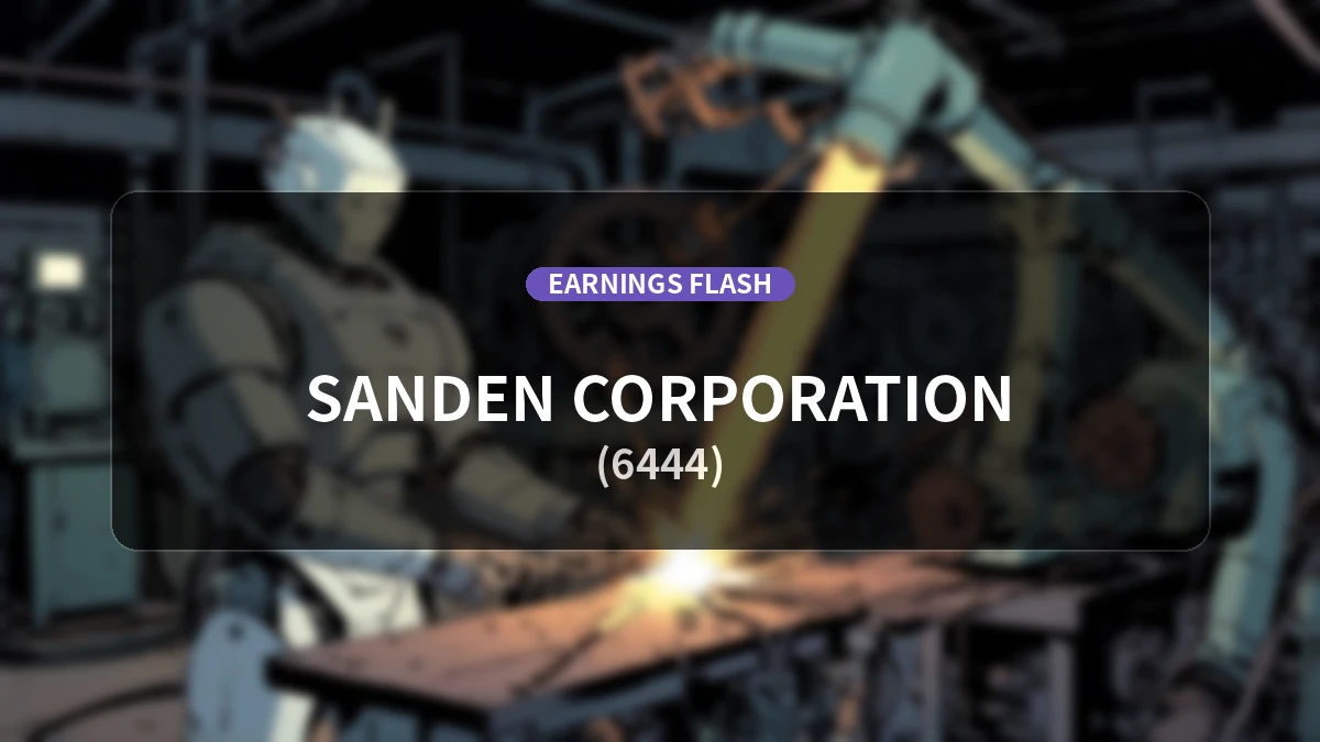 Sanden (6444) Earnings: Net Sales Up +15.8% YoY to 108.51 Billion Yen, Net Income Reaches 1.35 Billion Yen