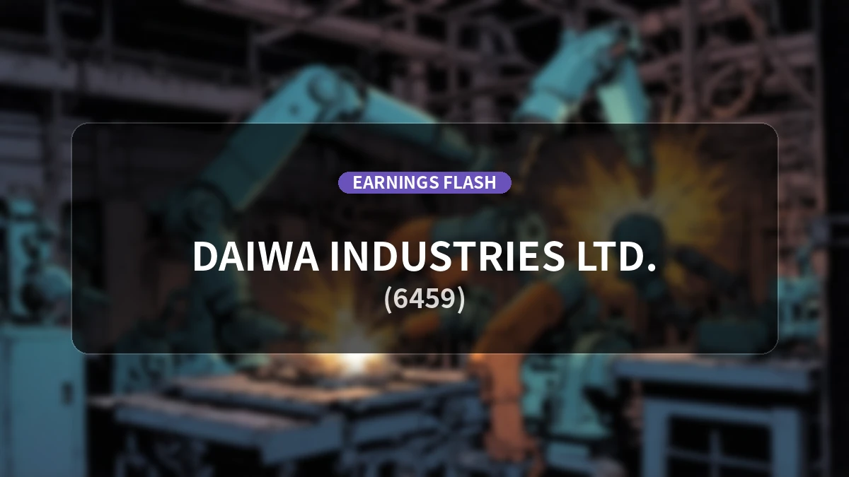 Daiva (6459) Earnings: Operating Income Decreases 6.3% YoY to 3.45 Billion Yen, Net Income Down 4.4%