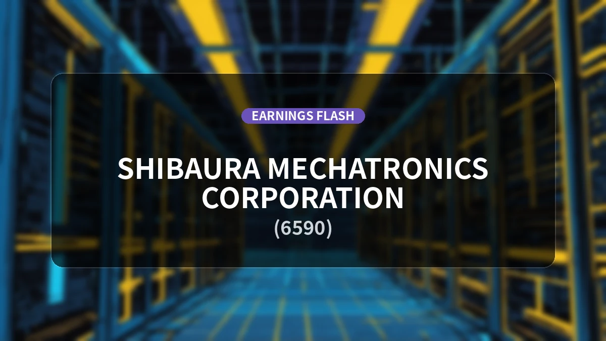 Shibaura Mechatronics (6590) Earnings: Operating Income Decreases 29.9% YoY to 2.85 Billion Yen