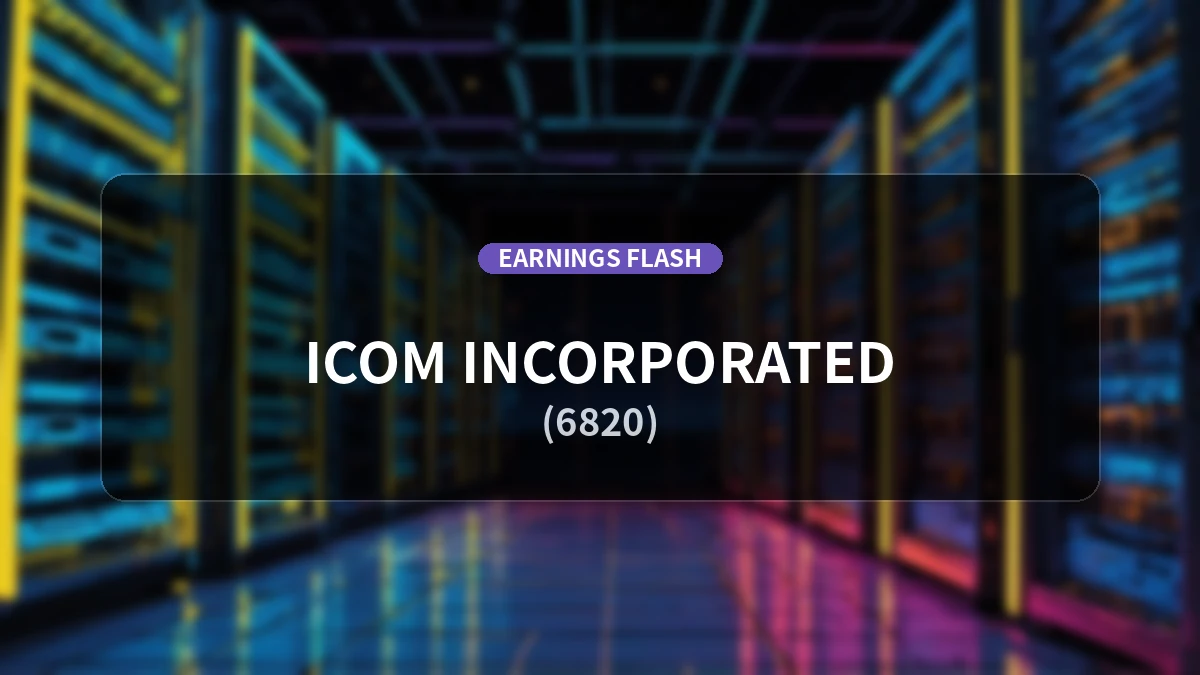 Icom Inc. (6820) Earnings: Operating Income Surges 182.3% YoY to 687 Million Yen with Net Income Up 166.2%