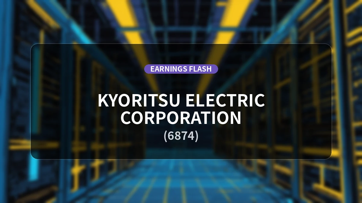 Kyoritsu Electric (6874) Earnings: Operating Income Decreases 15.1% YoY to 2.848 Billion Yen
