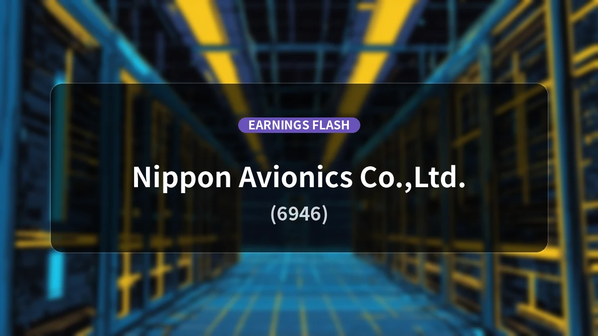 Nippon Avionics (6946) Earnings: Operating Income Surges 196.7% YoY to 1.727 Billion Yen with 195.9% Net Income Growth