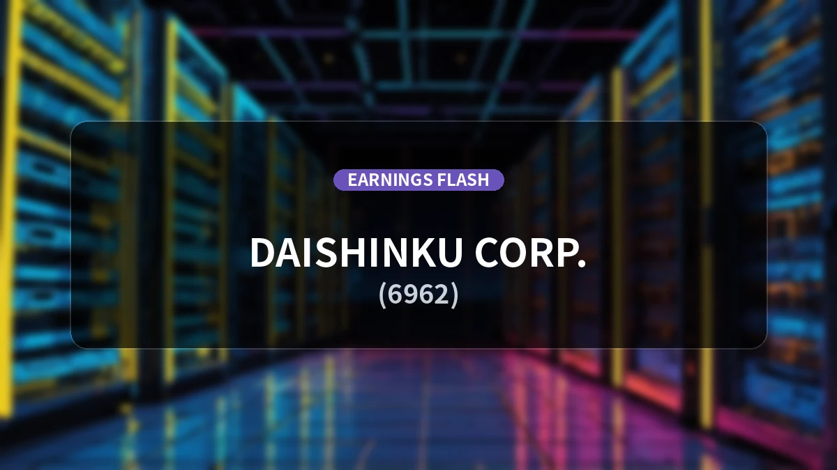 Daishinku (6962) Earnings: Net Sales Up 12.8% YoY to 10.58 Billion Yen, Operating Loss of 11 Million Yen