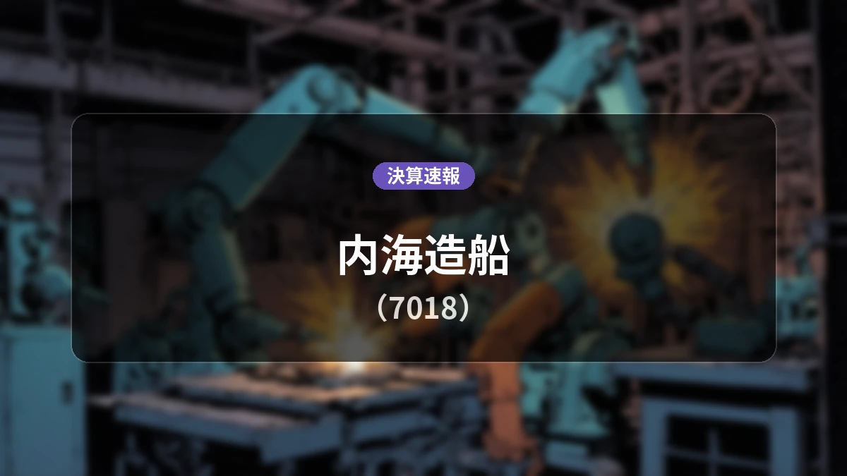 内海造船(7018)、営業利益は前年同期比+203.6%増の12億9,500万円と大幅増益