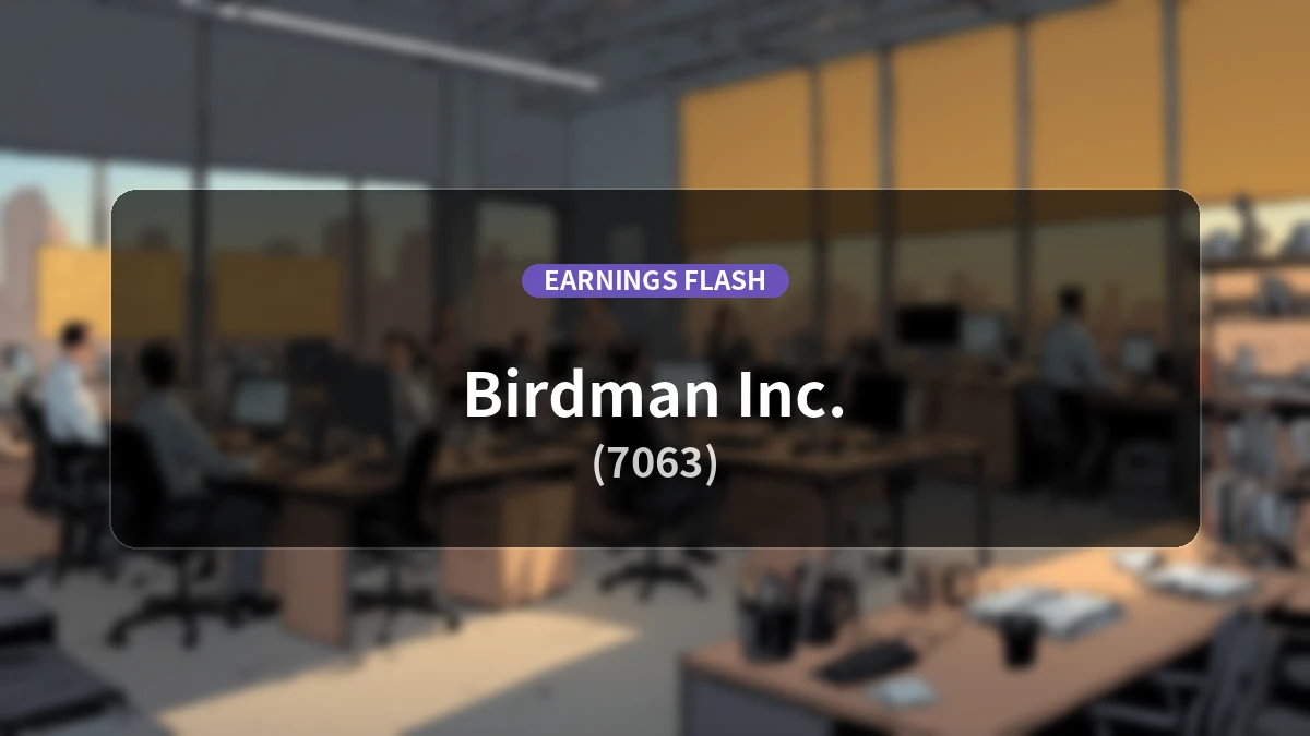 Birdman (7063) Reports Latest Earnings: Revenue Down 7.7% YoY with Operating Loss of 825 Million Yen