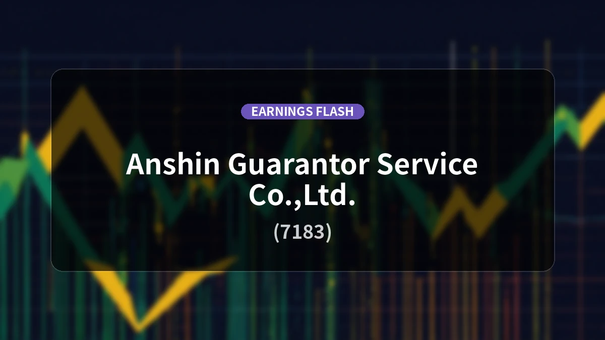 Anshin Hosho (7183) Reports Earnings: Operating Revenue Up 12.1% YoY to 1.656 Billion Yen, Posts Operating Loss of 175 Million Yen