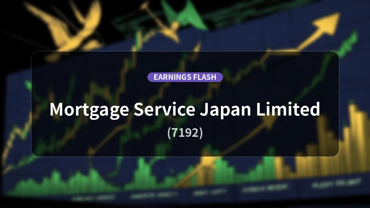 Japan Mortgage Services (7192) Earnings: Operating Income Up 34.4% to 456 Million Yen, Net Income Increases 25.7%