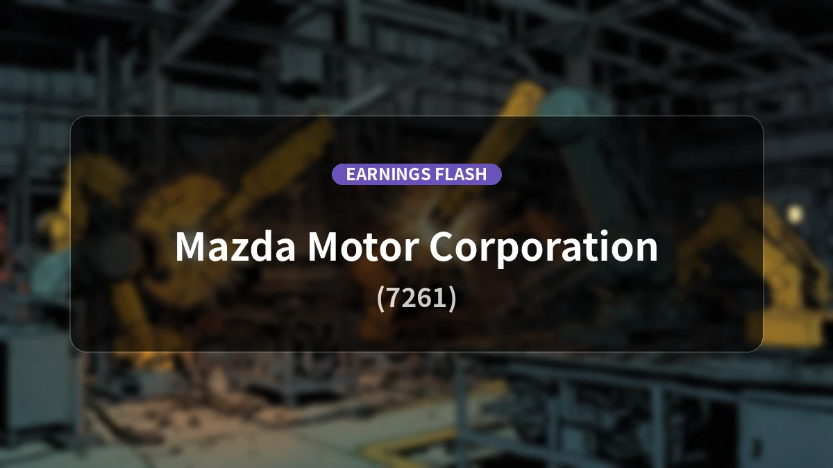 Mazda (7261) Earnings: Revenue Increases +16.9% YoY to 1.28 Trillion Yen with Operating Profit of 32.8 Billion Yen