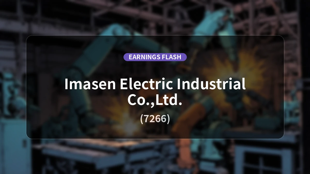 Imasen Electric Industrial (7266) Reports Earnings: Operating Income Up +24.0% YoY, Net Sales Up +2.5% YoY to 21.495 Billion Yen