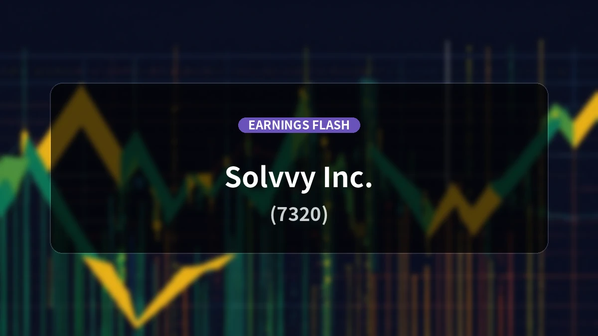 Solvvy (7320) Earnings: Operating Income Up 14.8% YoY to 1.86 Billion Yen