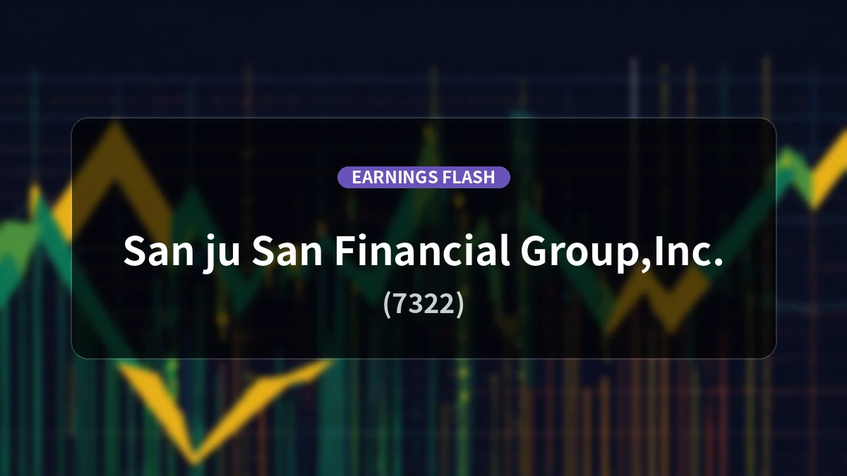 Sanju San Financial Group (7322) Reports Earnings: Ordinary Income Decreased 10.2% YoY to 3.38 Billion Yen