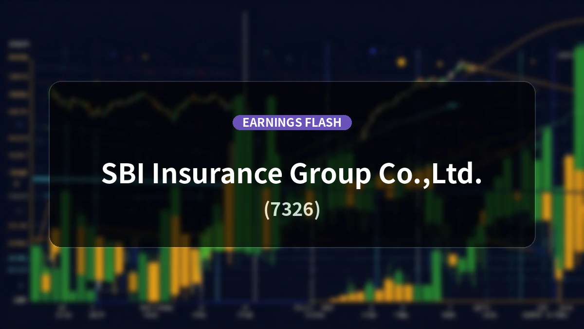 SBI Insurance Group (7326) Earnings: Ordinary Profit Up 23.3% YoY to JPY 6.02 Billion, Net Income Increases 9.8%