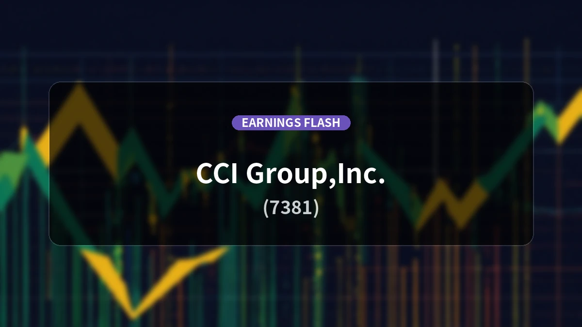 CCI Group(7381) Earnings: Net Income Attributable to Parents Up +31.7% to 7.521 Billion Yen, Ordinary Revenues Increase by +8.0%