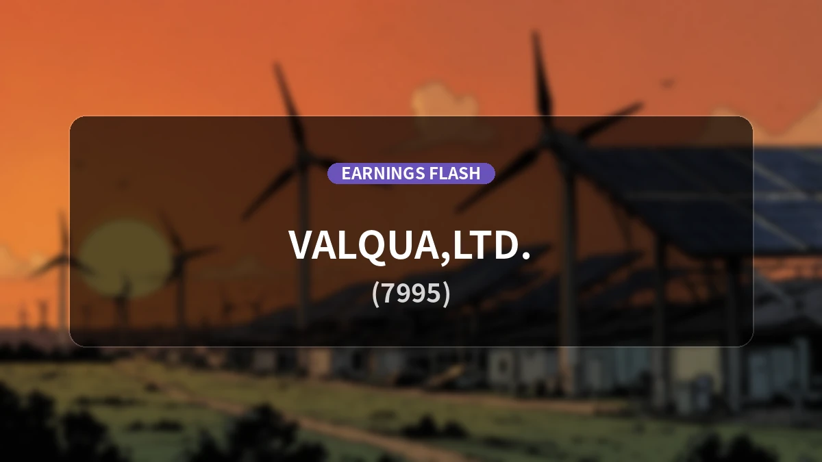 Valqua (7995) Earnings Report: Operating Income Up +61.1% YoY to 2.902 Billion Yen, Net Income Surges +160.0%
