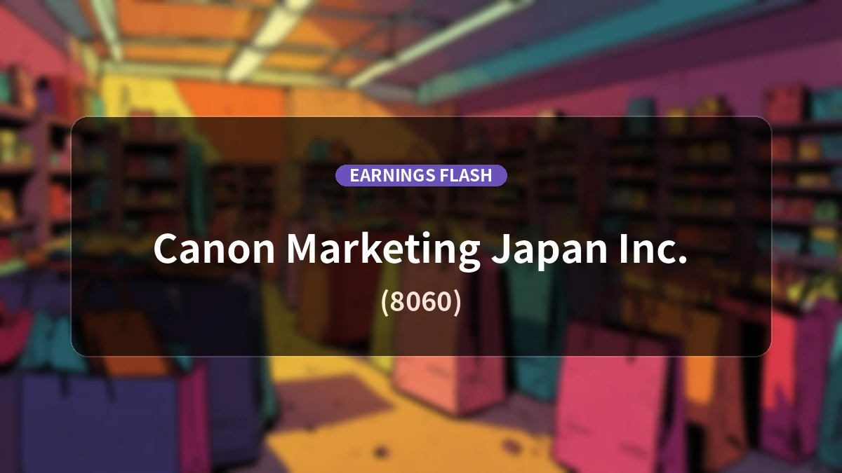 Canon Marketing Japan (8060) Q2 Earnings: Operating Profit Up 18.9% YoY to 32.48 Billion Yen, Net Income Rises 19.9%