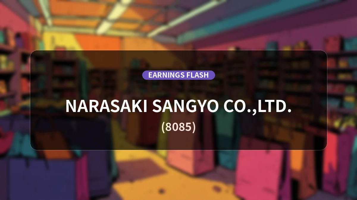 Narasaki Sangyo Co., Ltd. (8085) Earnings: Ordinary Profit Surges 815.8% YoY to 722 Million Yen, Revenue Up 13.3%