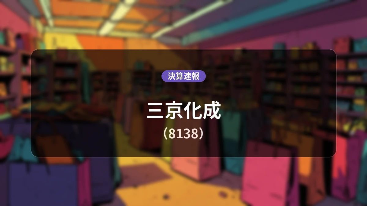 三京化成(8138)、決算速報:営業利益は前年同期比+21.0%増の1億5,600万円、経常利益+15.4%増