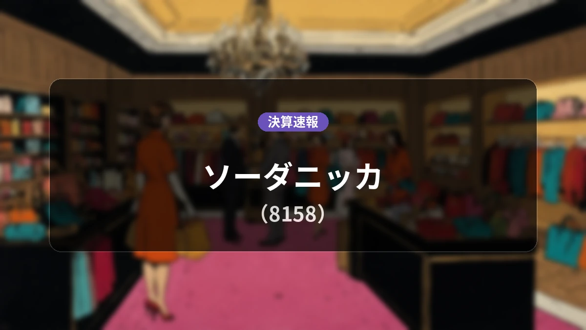 ソーダニッカ(8158)、決算：営業利益は前年同期比+92.8%増の8.2億円、純利益は+118.8%の大幅増益