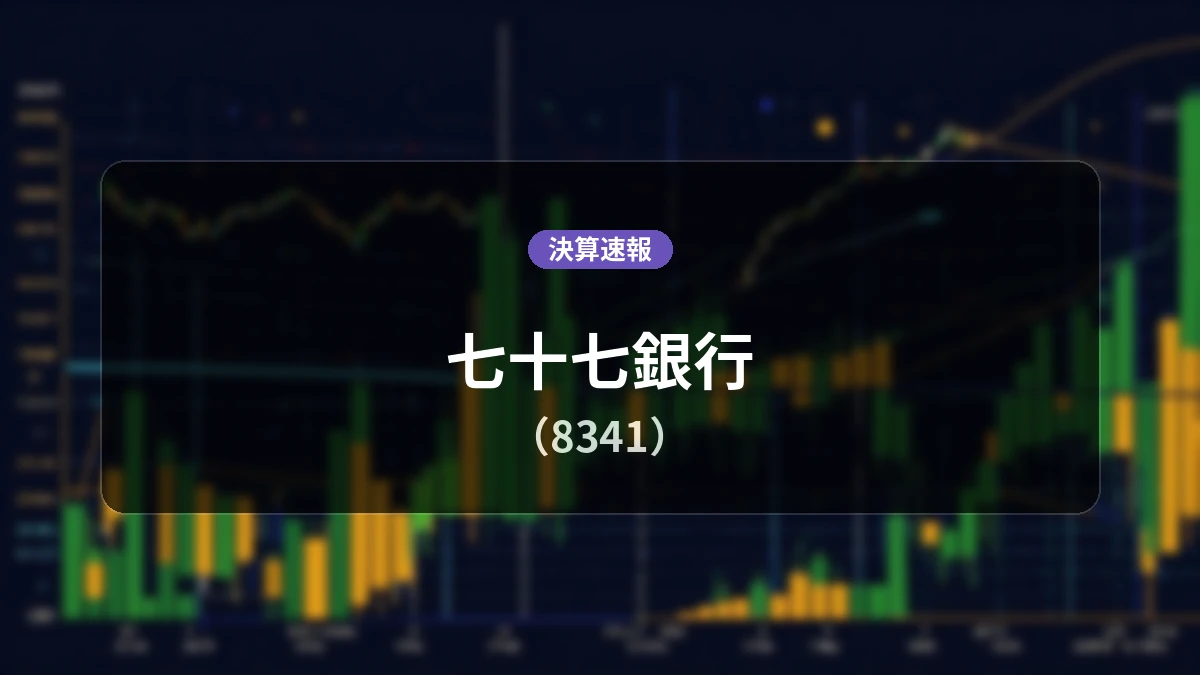 七十七銀行(8341)、最新決算：経常利益は前年同期比+80.1%増の317億8,900万円、純利益+80.6%増の大幅増益
