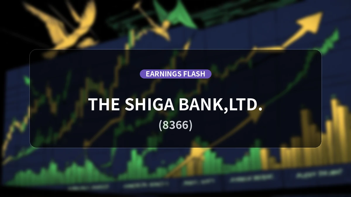 The Bank of Shiga, Ltd. (8366) Earnings: Ordinary Profit Up 53.3% YoY to 14.3 Billion Yen, Net Income Up 47.4%