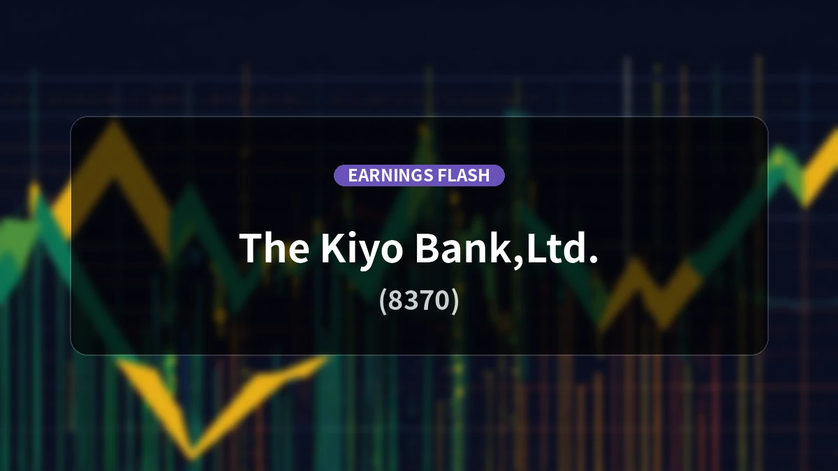 The Kiyo Bank, Ltd. (8370), Interim Earnings: Ordinary Profit Increased by +22.4% YoY to 10.81 Billion Yen