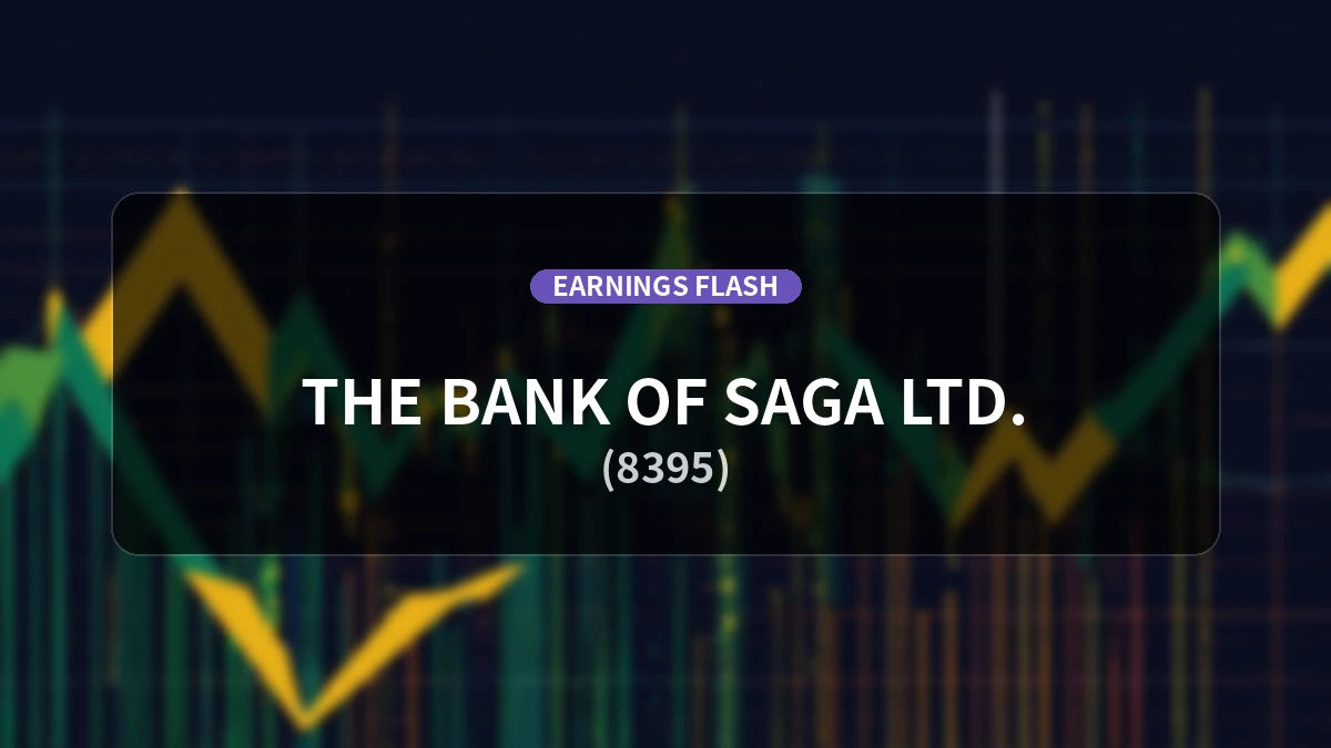 The Saga Bank, Ltd. (8395) Reports Earnings: Ordinary Profit Surges 139.8% YoY with Net Income Up 134.2%