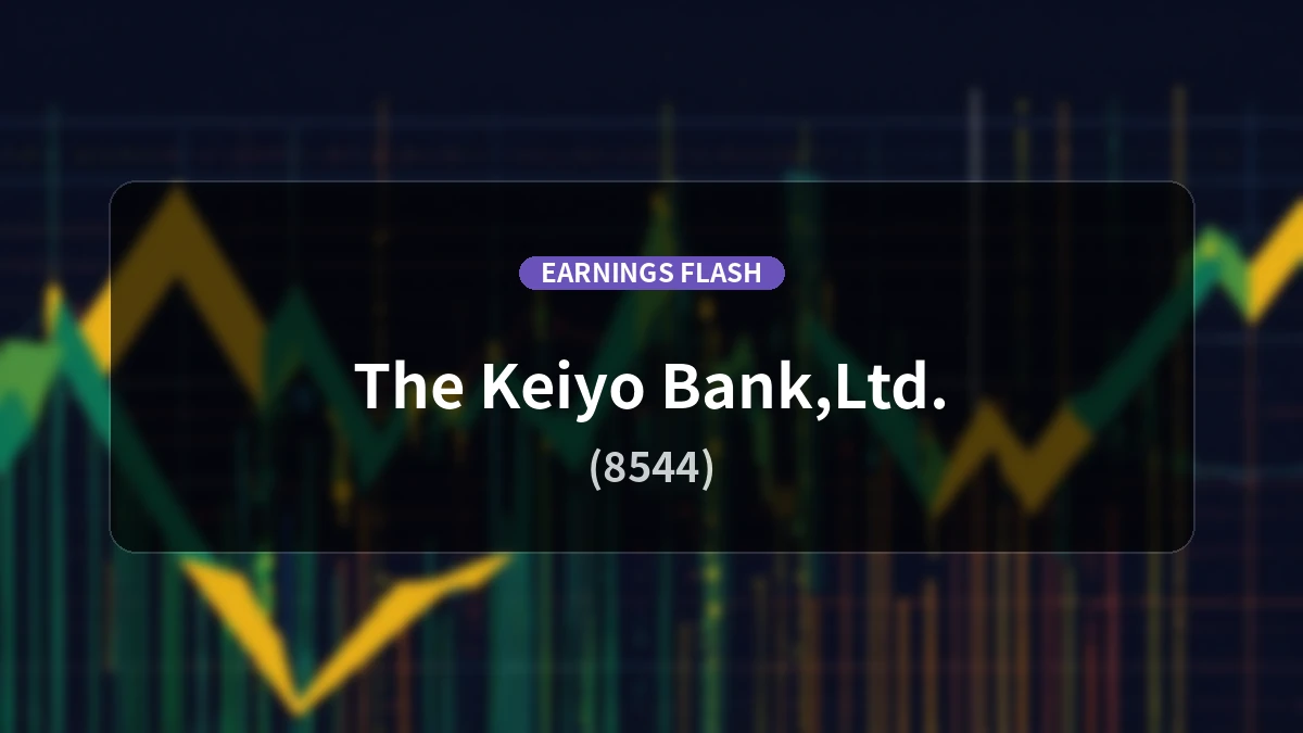 Keiyo Bank (8544) Earnings: Ordinary Profit Surges 57.9% YoY to 9.176 Billion Yen