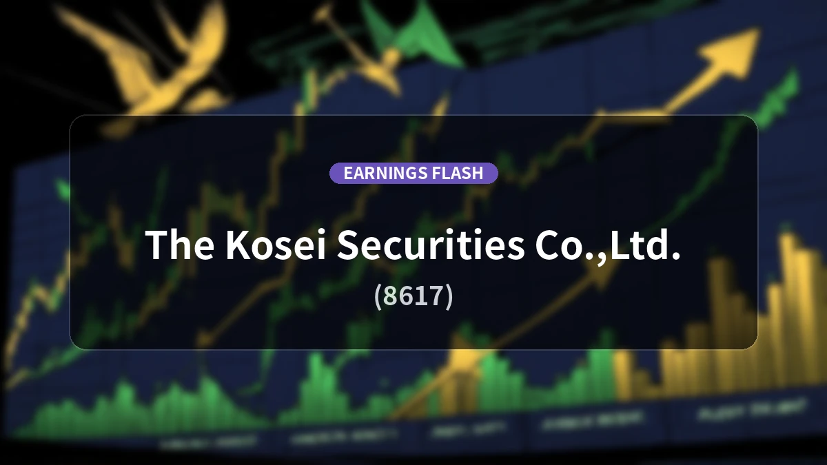 Kosei Securities (8617) Earnings Report: Operating Revenue Jumps +141.4% YoY to 412 Million Yen, Net Operating Revenue Up +146.6%