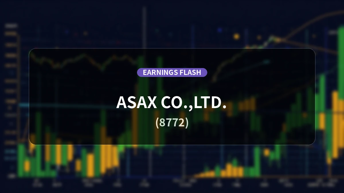ASAX (8772) Earnings: Operating Income Up +28.4% to 1.659 Billion Yen, Ordinary Profit Surges +50.6%