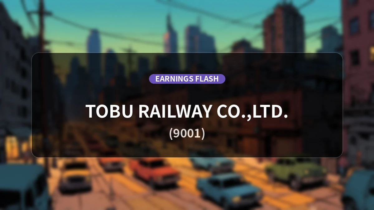 Tobu Railway (9001) Earnings: Operating Income Up +10.6% YoY to JPY 21.01 Billion