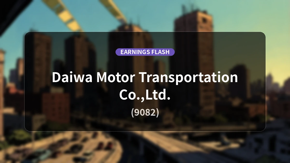 Daiwa Motor Transportation (9082) Earnings: Operating Profit Decreased by 29.4% YoY to 92 Million Yen