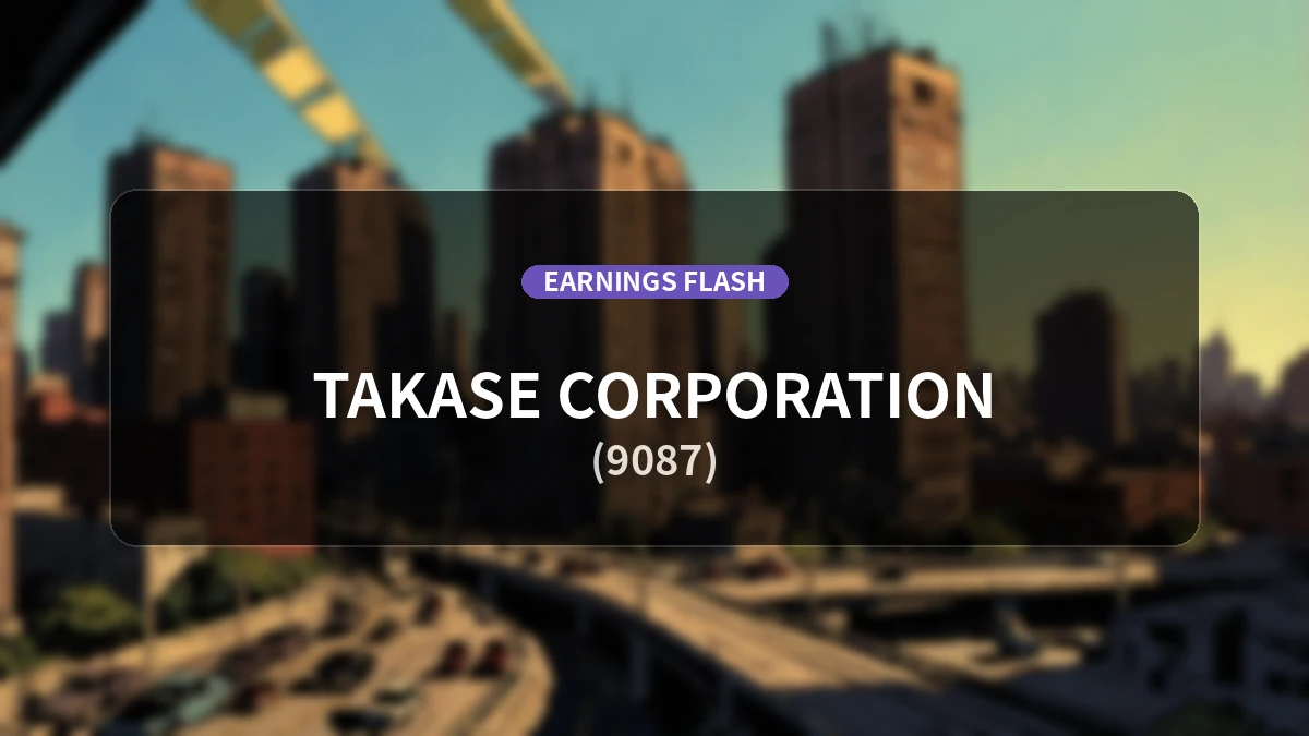 Takase (9087) Latest Earnings: Operating Income Surges 144.1% YoY to 40 Million Yen
