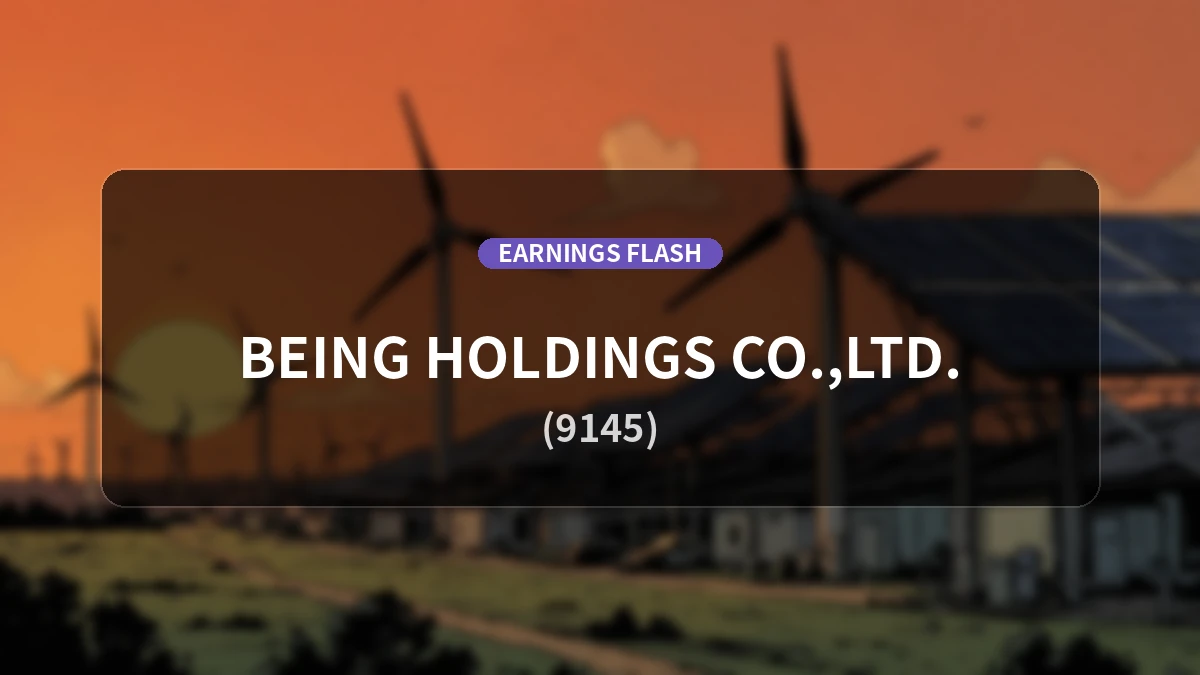 Being Holdings (9145), Latest Earnings: Operating Profit Decreased by 15.6% YoY to 986 Million Yen
