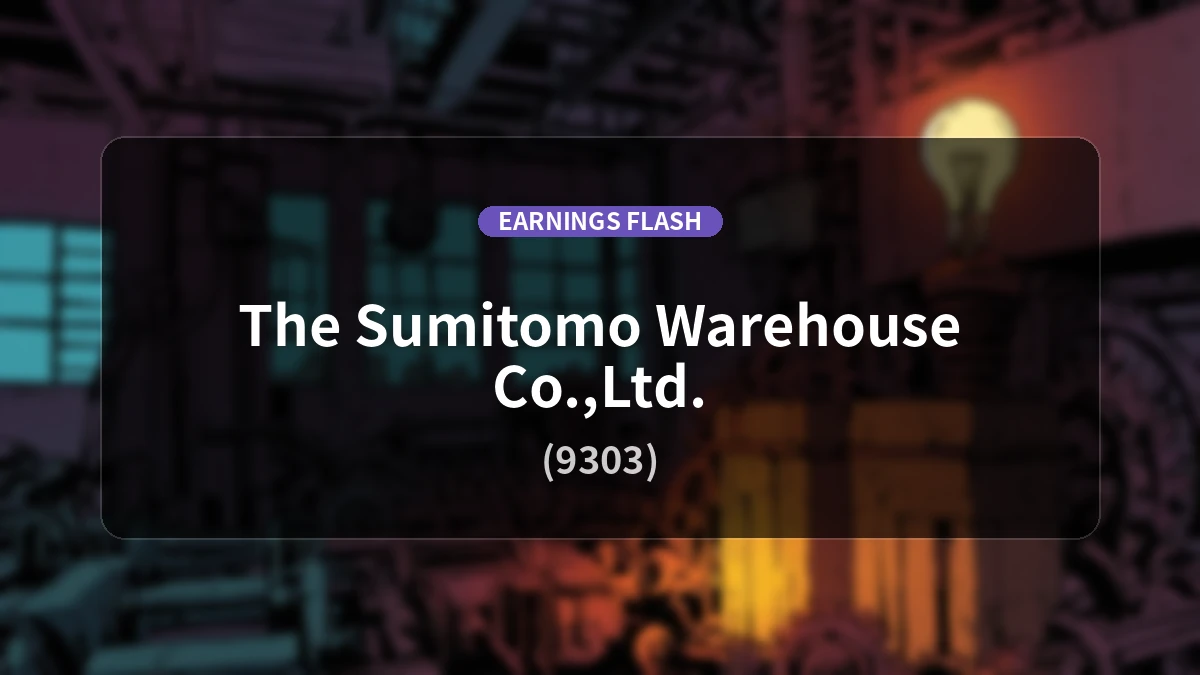 The Sumitomo Warehouse (9303) Earnings: Operating Profit Up 28.1% YoY to 3.51 Billion Yen, Net Income Jumps 89.3%