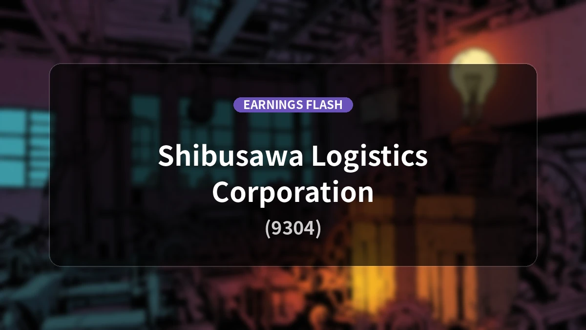 Shibusawa Warehouse (9304) Earnings: Operating Income Up 18.2% YoY to 1.195 Billion Yen, Net Income Surges 65.0%