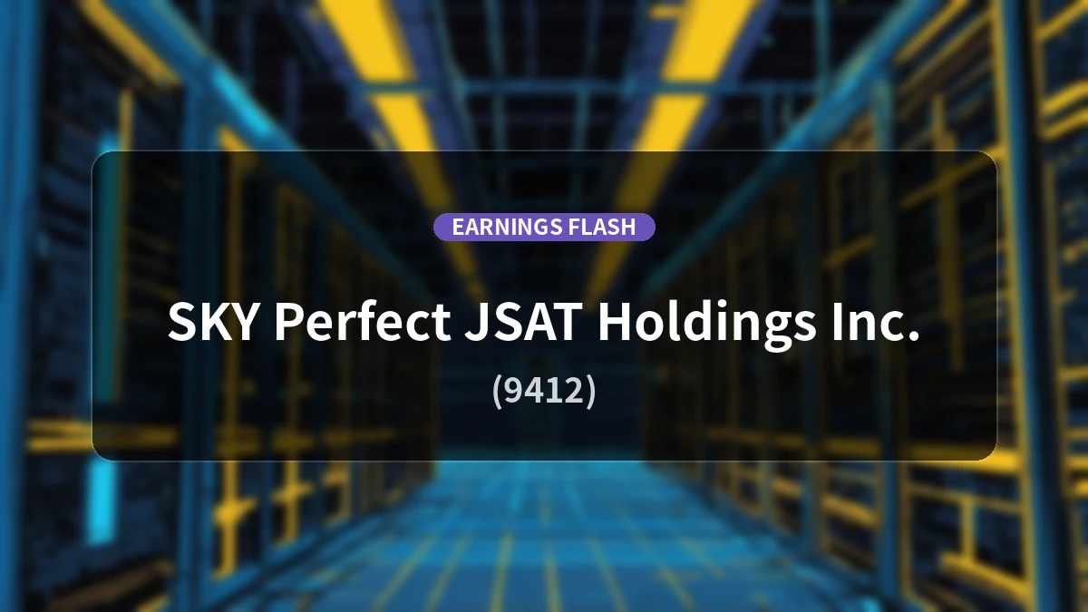 Sky Perfect JSAT (9412) Earnings: Operating Income Up +36.0% YoY to 10.88 Billion Yen, Net Income +49.6% Higher