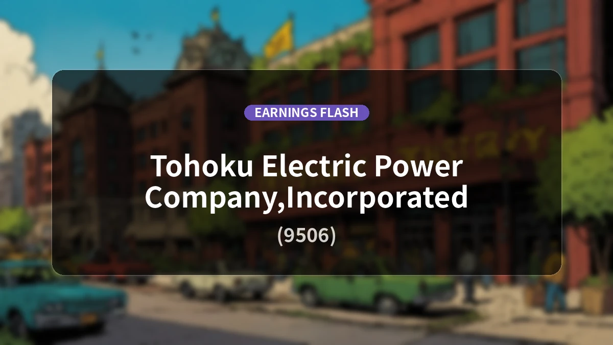 Tohoku Electric Power (9506) Earnings: Operating Income Down 6.6% YoY to 60.09 Billion Yen, Revenue Up 46.7%